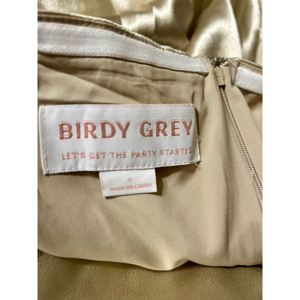 Birdy Grey Monica Shiny Neutral Champagne Halter Dress Size S Bridesmaid Prom - Picture 3 of 12